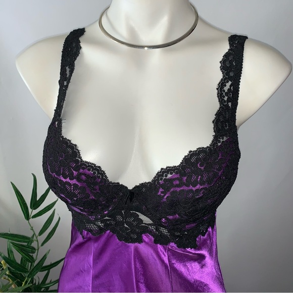 Vintage Victoria’s Secret Maxi Satin Lace Slip Dress Chemise Nightgown - Picture 6 of 11